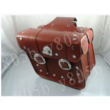 Brown PU Leather Side Bag Saddle Bags For Harley Davidson Sportster XL883 1200 Dyna Wide Glide Bobber Road Kings Electra Glide