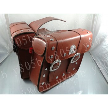 Brown PU Leather Side Bag Saddle Bags For Harley Davidson Sportster XL883 1200 Dyna Wide Glide Bobber Road Kings Electra Glide