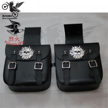 1 pair skull fire decal model universal motorcycle saddlebag for honda yamaha Kawasaki harley bags moto saddle bag motorbike