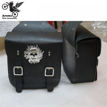 1 pair skull fire decal model universal motorcycle saddlebag for honda yamaha Kawasaki harley bags moto saddle bag motorbike