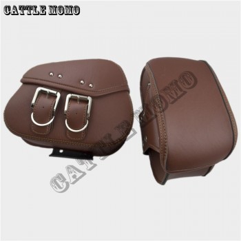 New Mini Black/Brown Durable Motorbike PU Leather Motorcycle Saddlebags Saddle Bags Pouch Fit for Mini Moto