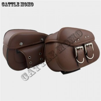 New Mini Black/Brown Durable Motorbike PU Leather Motorcycle Saddlebags Saddle Bags Pouch Fit for Mini Moto