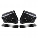 1 Pair (Left amp; Right) Black PU Leather Right Solo Side Swing Arm Saddle Bag for Harley Davidson Dyna Sportster Cruiser Fat Bob