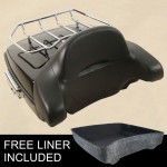 Motorcycle Chopped Tour Pak Trunk W/ Latch Luggage Rack + Backrest For Harley Touring 14-18 Road king glide FLHR FLHX FLTR