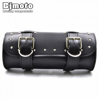 BJMOTO Motorcycle Saddle Bags Black Brown Leather Motorbike Side Tool Tail Bag PU Luggage Borsello Moto for Harley Universal