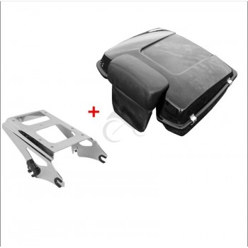 Motorcycle Chopped Tour Pak Pack Trunk Backrest and Mounting Rack For Harley Touring Road King Street Glide FLHR FLTR FLHX 09-13