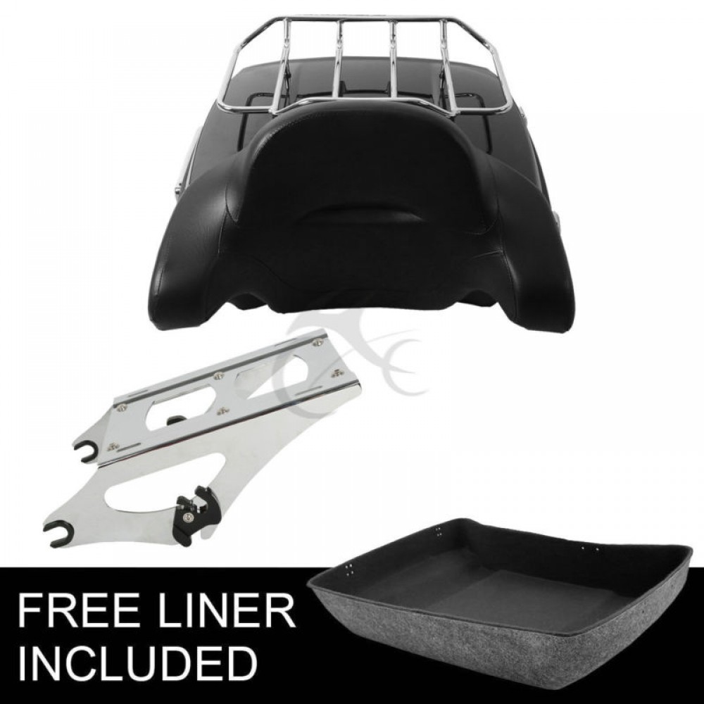 Motorcycle Chopped Tour Pak Pack Trunk Backrest Two Up Rack For Harley Touring Road King Street Electra Glide 2014-2018 16