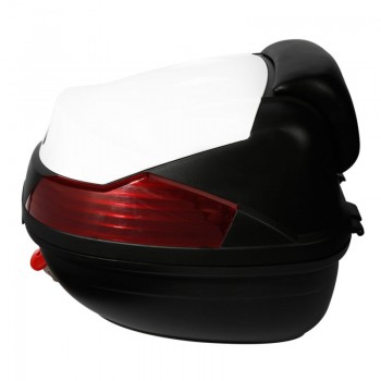 Motorcycle Trunk Hard Rear Tail Box Luggage Helmet Storage Case with Passenger Backrest For Touring Scooter Cruiser Dirt Bike