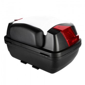 Motorcycle Trunk Hard Rear Tail Box Luggage Helmet Storage Case with Passenger Backrest For Touring Scooter Cruiser Dirt Bike