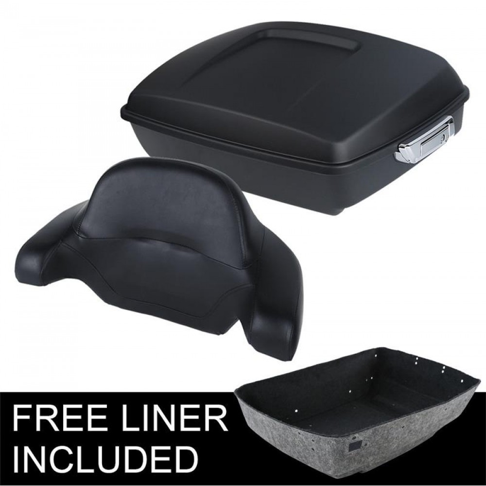 Motorcycle Matt Black Chopped Tour Pak Trunk W/ Backrest For Harley Touring Street Electra Glide Road King FLTRX Models 14-18