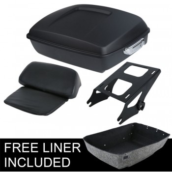 Motorcycle Matte Black Tour Pak Pack Trunk Razor Backrest +Rack For Harley Touring Electra Road King Street Glide 2014-Up
