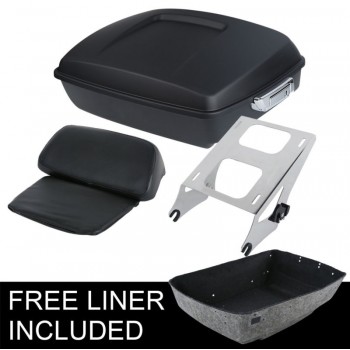 Motorcycle Matte Black Tour Pak Pack Trunk Razor Backrest +Rack For Harley Touring Electra Road King Street Glide 2014-Up