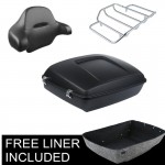 Motorcycle Matt Black Chopped Tour Pak Pack Trunk 2Up Rack Backres For Harley Touring Road King Electra Street Glide 14-18