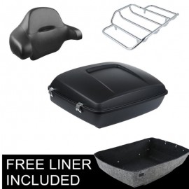 Motorcycle Matt Black Chopped Tour Pak Pack Trunk 2Up Rack Backres For Harley Touring Road King Electra Street Glide 14-18