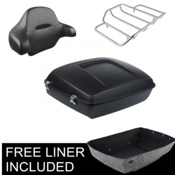 Motorcycle Matt Black Chopped Tour Pak Pack Trunk 2Up Rack Backres For Harley Touring Road King Electra Street Glide 14-18