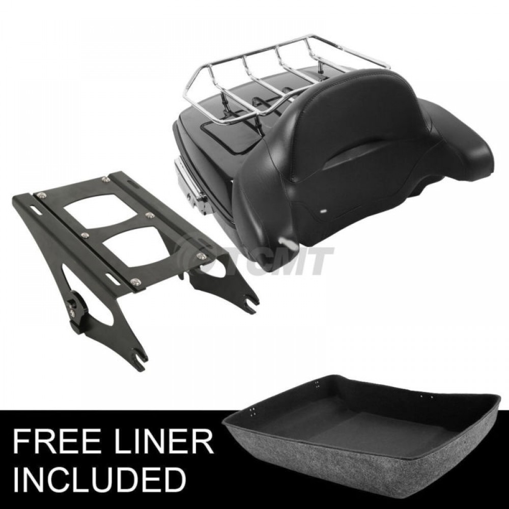 Motorcycle Moto Chopped Tour Pak Pack Trunk Backrest Two Up Rack For Harley Touring Road Street Glide Ultra-Classic 2014-2018 16