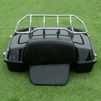 Motorcycle Motorbike Razor Tour Pak Pack Trunk +Top Rack amp;Backrest For Harley Touring Road King Glide 97-13
