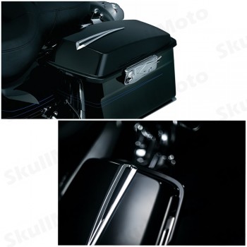 2Pcs Motorcycle Parts Chrome Slotted Saddlebag Lid Accents For Harley 1993-2013 Road Street Tour Glide Touring FLHT FLTR FLHR