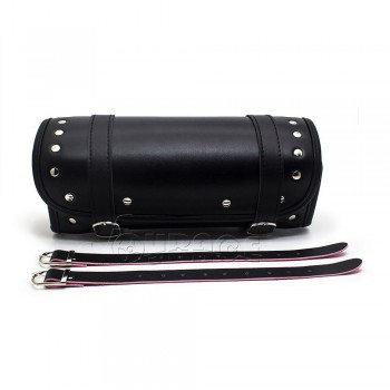 Motorcycle Leather Tool Pouch Handle Bar Saddle Side Bag Scooter Round Barrel Storage For Harley Cruiser Touring