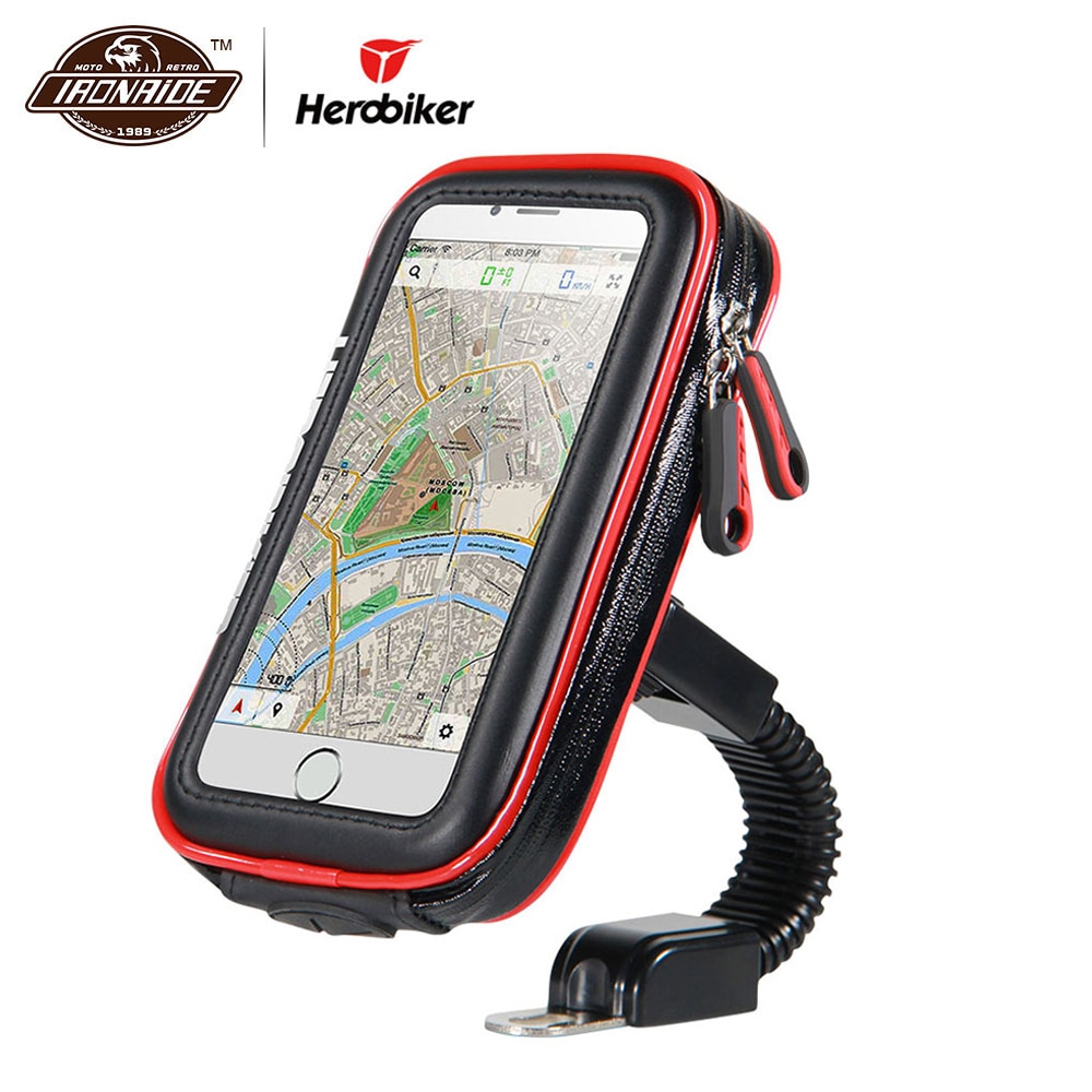 HEROBIKER Motorcycle Phone Holder Support Waterproof Moto Mobile Phone Stand Case Bags for For iPhone X 8 7 6 6s Plus SamSung