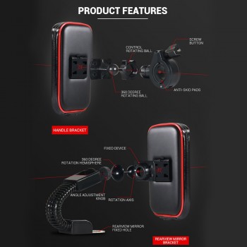 HEROBIKER Motorcycle Phone Holder Support Waterproof Moto Mobile Phone Stand Case Bags for For iPhone X 8 7 6 6s Plus SamSung