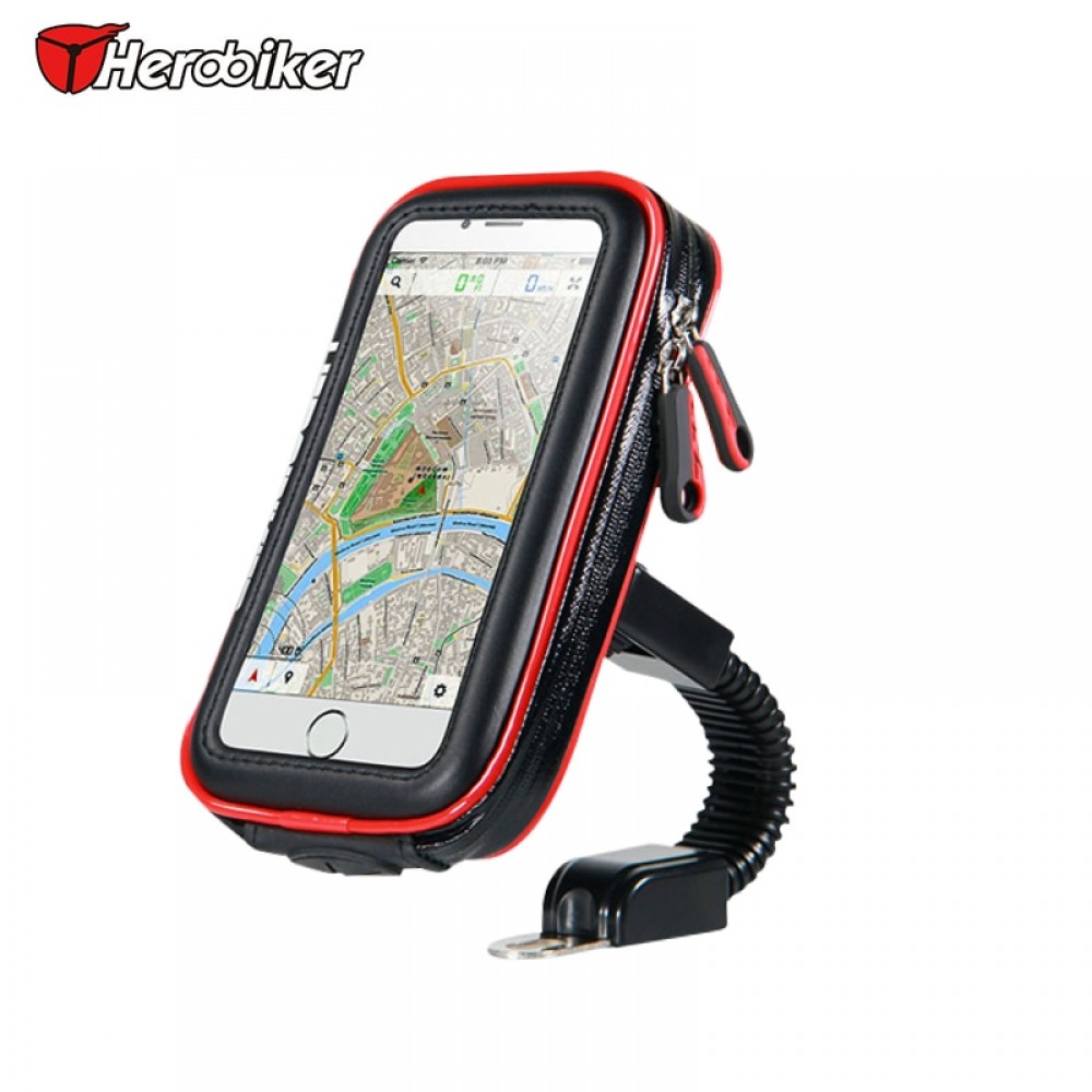 Herobiker Universal Motorcycle Scooter Handle Bar Phone Holder Moto Stand Bag Waterproof Case Bag 5-5.8 Inch Bicycle Handlebar
