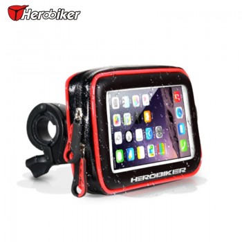 Herobiker Universal Motorcycle Scooter Handle Bar Phone Holder Moto Stand Bag Waterproof Case Bag 5-5.8 Inch Bicycle Handlebar