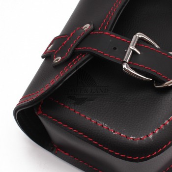 for Harley Sportster XL 883 1pcs New Black PU Leather Red Line Motorcycle Luggage Side Saddle Bags Rider Motorbike Panniers