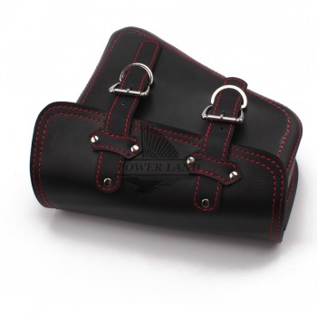 for Harley Sportster XL 883 1pcs New Black PU Leather Red Line Motorcycle Luggage Side Saddle Bags Rider Motorbike Panniers