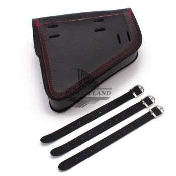 for Harley Sportster XL 883 1pcs New Black PU Leather Red Line Motorcycle Luggage Side Saddle Bags Rider Motorbike Panniers