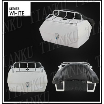 Motorcycle Trunk Tail Box Luggage With Top Rack Backrest For Harley Davidson Sportster XL883 1200 48 72 Dyna Wide Glide Softail