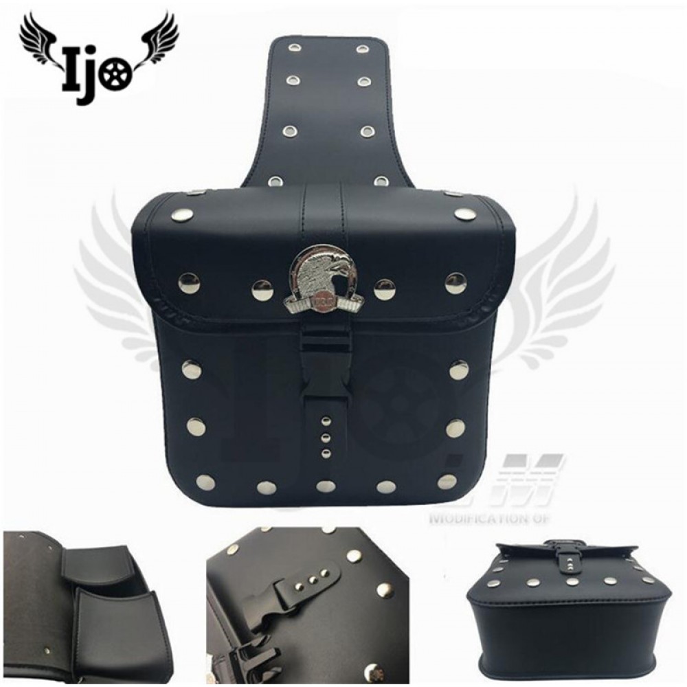 eagle rivet black leather motorbike tool luggage tail pouch moto side bag for honda suzuki yamaha Kawasaki motorcycle saddlebag