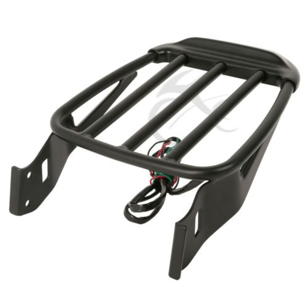 Motorcycle Two-Up Luggage Rack with LED Light For Harley Sportster XL 883 1200 2004-2018 Dyna Street Bob SuperLow 2006-2017