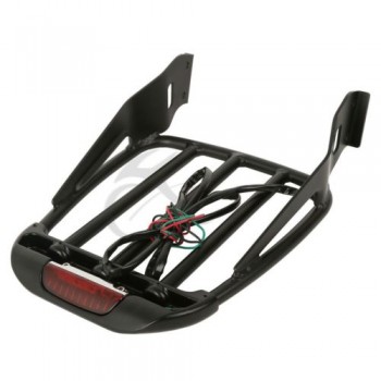Motorcycle Two-Up Luggage Rack with LED Light For Harley Sportster XL 883 1200 2004-2018 Dyna Street Bob SuperLow 2006-2017