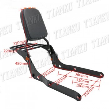 Black Motorcycle Backrest Sissy Bar Luggage Rack For Honda Shadow VT 750 2004 2005 2006 2007 2008 2009 2010 2011 2012