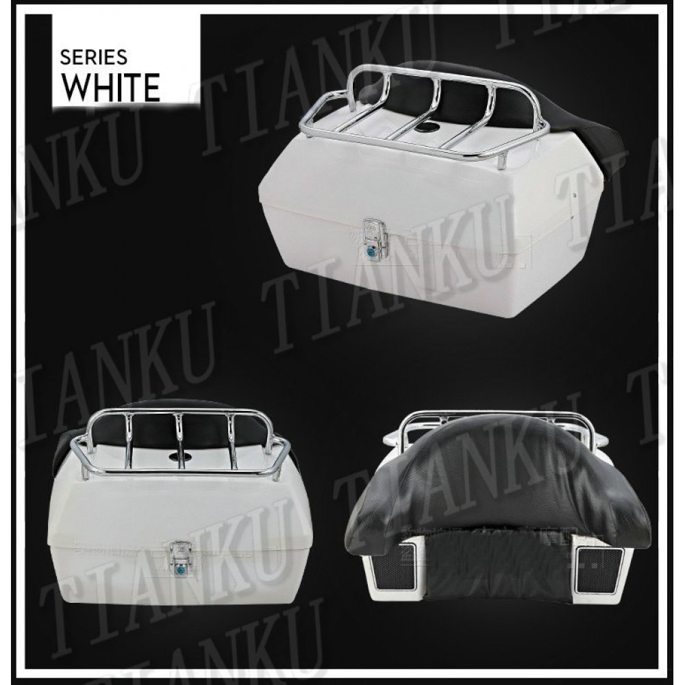 Motorcycle Trunk Tail Box Luggage With Top Rack Backrest For Suzuki Boulevard C50 Volusia 800 C90 M109R C109 Marauder 800 M50