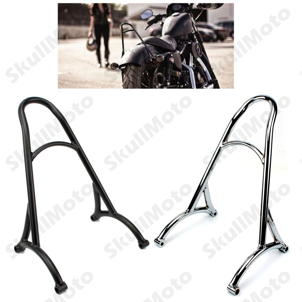 Burly Black Chrome Short Sissy Bar Backrest For Harley Sportster Iron 1200 883 XL 2004-2016