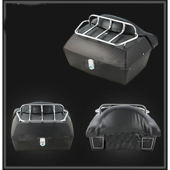 Matte black Trunk Tail Box Luggage With Top Rack Backrest For Kawasaki Vulcan Classic VN 400 VN500 VN800 VN 900 1200 1500 1600