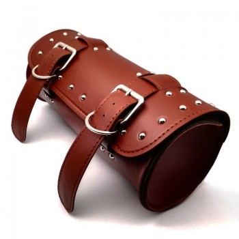 Motorycle Brown PU Leather Tool Bag Saddlebag For Honda Harley Kawasaki Yamaha Suzuki Touring Cruiser Chopper Bobber