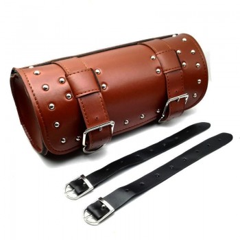 Motorycle Brown PU Leather Tool Bag Saddlebag For Honda Harley Kawasaki Yamaha Suzuki Touring Cruiser Chopper Bobber