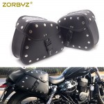 ZORBYZ Universal Black Artificial Leather Luggage Bags Saddlebag Saddle Side Bag Pouch Fit for Harley Honda Yamaha Motorcycle