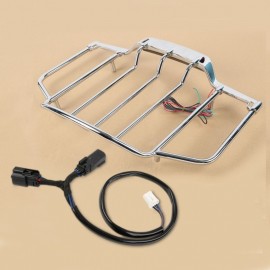 Chrome Black Tour Pak Pack Top Luggage Rack w/ LED For Harley Touring Electra Glide Road King Street Glide Dus
