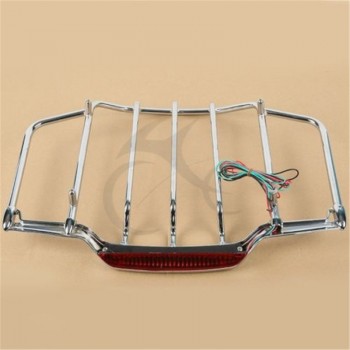 Chrome Black Tour Pak Pack Top Luggage Rack w/ LED For Harley Touring Electra Glide Road King Street Glide Dus