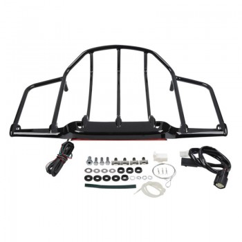 Chrome Black Tour Pak Pack Top Luggage Rack w/ LED For Harley Touring Electra Glide Road King Street Glide Dus