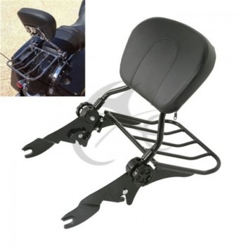 Black Chrome Backrest Sissy Bar Luggage Rack For Harley Road King Street Glide 09-18 Ultra Classic FLH FLT Motorcycle