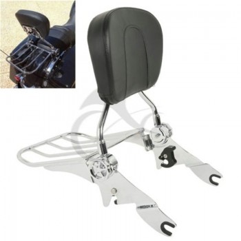 Black Chrome Backrest Sissy Bar Luggage Rack For Harley Road King Street Glide 09-18 Ultra Classic FLH FLT Motorcycle