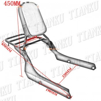 Chrome Motorcycle Backrest Sissy Bar Luggage Rack For HONDA  Shadow VT 750 Phantom sports version 2006 -2013