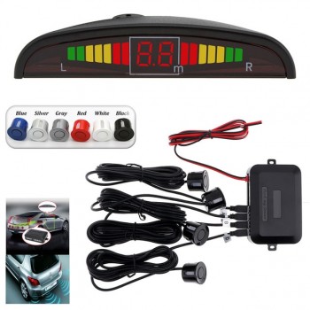 Car Parking Sensors Parktronics 4 Black/silver/white/red/blue Flat Sensors Reverse Backup Radar Sound Buzzer