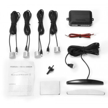 Car Parking Sensors Parktronics 4 Black/silver/white/red/blue Flat Sensors Reverse Backup Radar Sound Buzzer