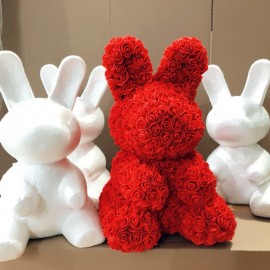 2019 DIY Craft Toy White Foam Bear Rabbit Dog Polystyrene Styrofoam Modelling Rose Bear Embryo Foam Core Valentines Day Present